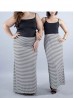 PINSTRIPE MAXI SKIRT WITH SIDE SLIT